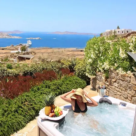 Villa Boutique Mykonos Villa Heated Hot-Tub Wonderful Views Villa Heart Agia Sofia